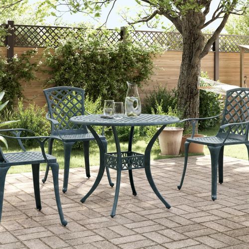 Table de jardin vert Ø90x75 cm aluminium coulé - Photo n°3; ?>