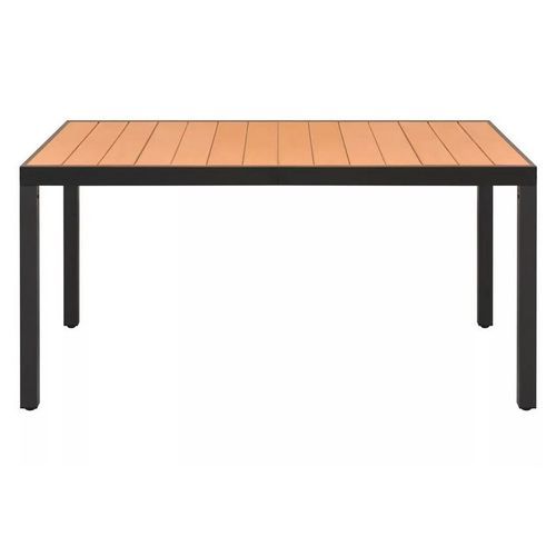 Table de jardin WPC marron et pieds métal noir Etrino 150 cm - Photo n°2; ?>