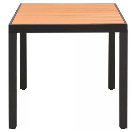 Table de jardin WPC marron et pieds métal noir Etrino 80 cm - Photo n°2; ?>