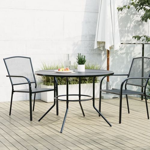 Table de patio ronde anthracite acier enduit de poudre - Photo n°3; ?>