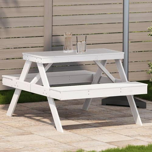 Table de pique-nique blanc 105x134x75 cm bois massif de pin - Photo n°2; ?>