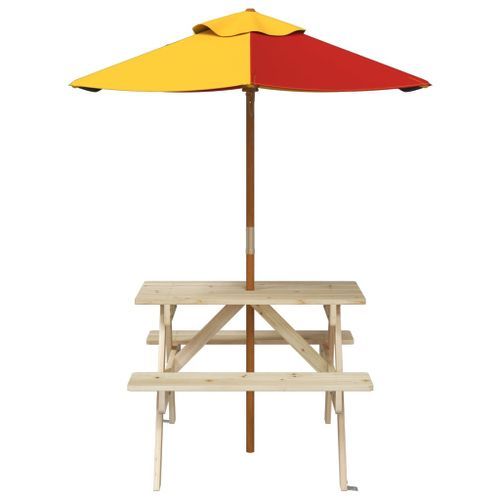 Table de pique-nique pour 4 enfants avec parasol bois de sapin - Photo n°3; ?>