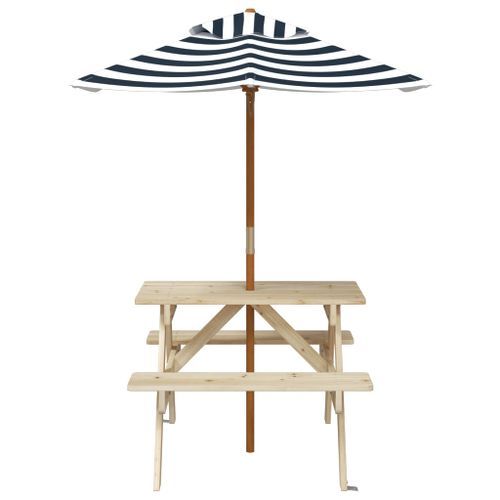 Table de pique-nique pour 4 enfants avec parasol bois de sapin - Photo n°3; ?>