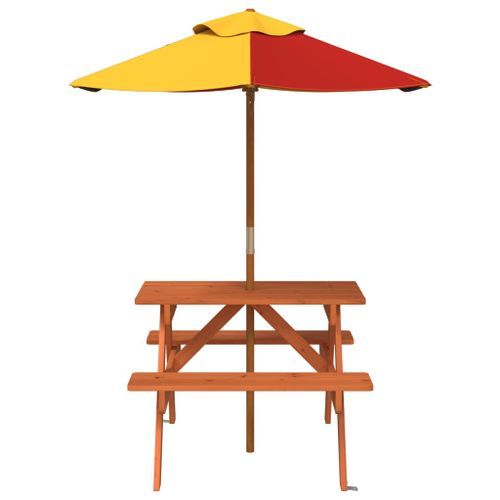 Table de pique-nique pour 4 enfants avec parasol bois de sapin - Photo n°3; ?>