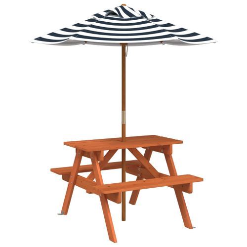 Table de pique-nique pour 4 enfants avec parasol bois de sapin - Photo n°2; ?>