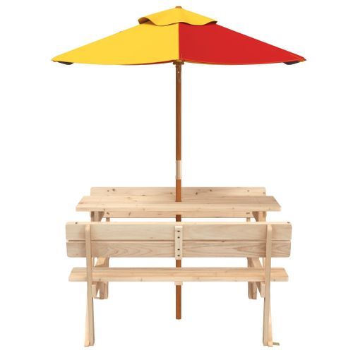 Table de pique-nique pour 4 enfants avec parasol bois de sapin - Photo n°3; ?>