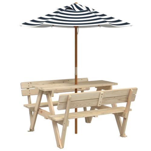 Table de pique-nique pour 4 enfants avec parasol bois de sapin - Photo n°2; ?>