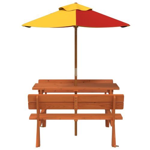 Table de pique-nique pour 4 enfants avec parasol bois de sapin - Photo n°3; ?>