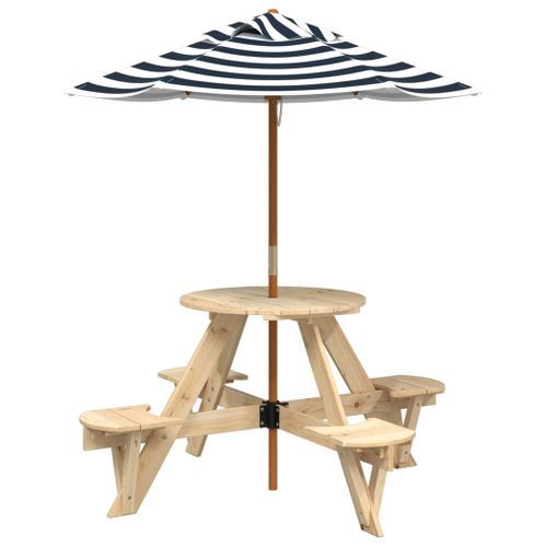 Table de pique-nique pour 4 enfants avec parasol rond sapin - Photo n°2; ?>