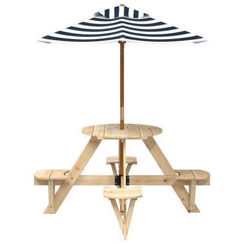 Table de pique-nique pour 4 enfants avec parasol rond sapin - Photo n°3; ?>