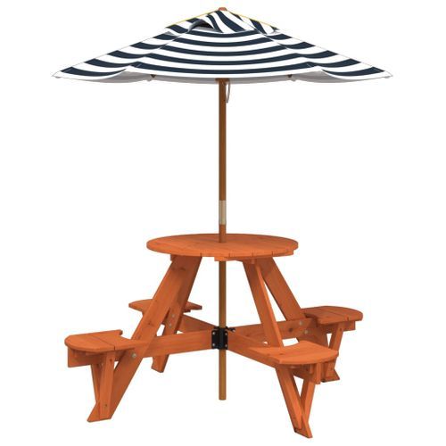 Table de pique-nique pour 4 enfants avec parasol rond sapin - Photo n°2; ?>