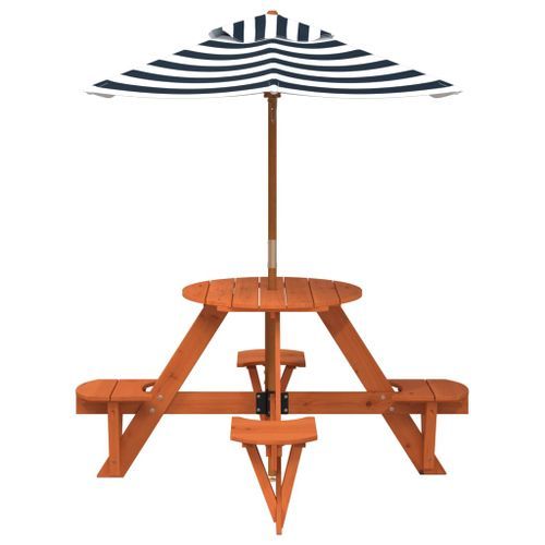 Table de pique-nique pour 4 enfants avec parasol rond sapin - Photo n°3; ?>