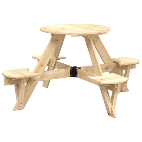 Table de pique-nique pour 4 enfants avec trou de parasol rond - Photo n°2; ?>