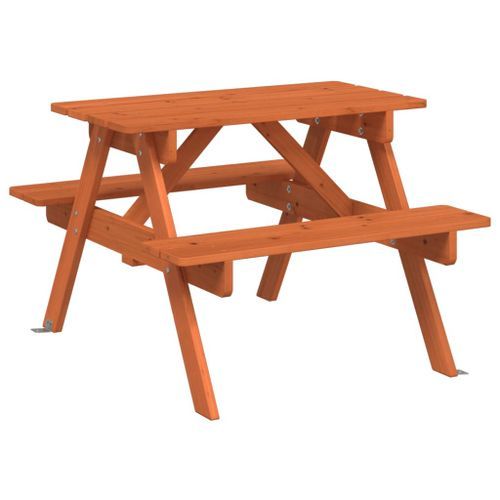 Table de pique-nique pour 4 enfants avec trou de parasol sapin - Photo n°2; ?>