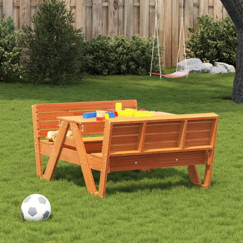 Table de pique-nique pour enfants marron bois massif pin - Photo n°3; ?>