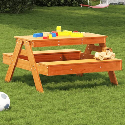 Table de pique-nique pour enfants marron bois massif pin - Photo n°2; ?>