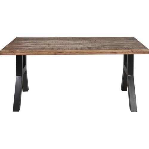 Table de repas 180 cm industrielle bois massif et pieds métal noir Menko - Photo n°2; ?>