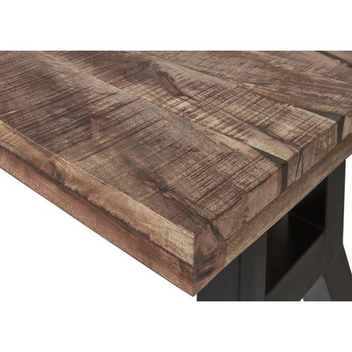 Table de repas 180 cm industrielle bois massif et pieds métal noir Menko - Photo n°3; ?>