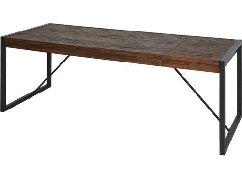 Table extensible acacia massif foncé et pieds métal noir Corbin 180/230 cm - Photo n°2; ?>