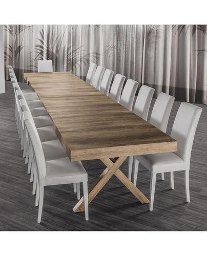 Table de repas extensible bois naturel 18 places jusqu'a 500 cm Kopar - Photo n°3; ?>