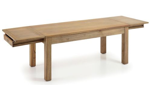 Table de repas rectangulaire extensible en bois massif naturel de Mindy Mazari 180/230/280 cm - Photo n°2; ?>