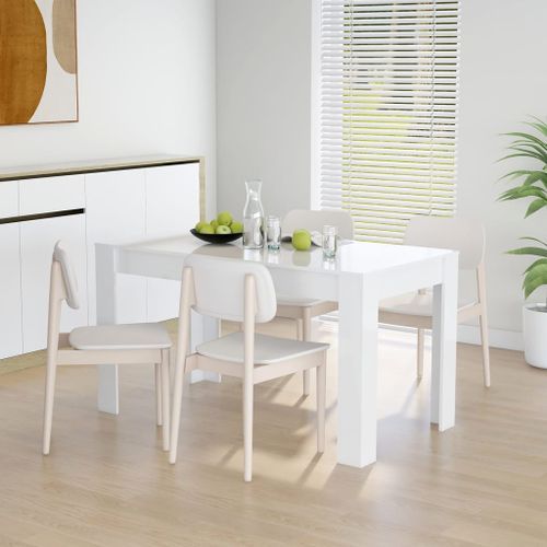Table de salle à manger Blanc brillant 140x74,5x76 cm - Photo n°2; ?>