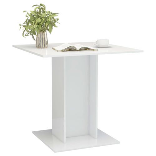 Table de salle à manger Blanc brillant 80x80x75 cm - Photo n°3; ?>