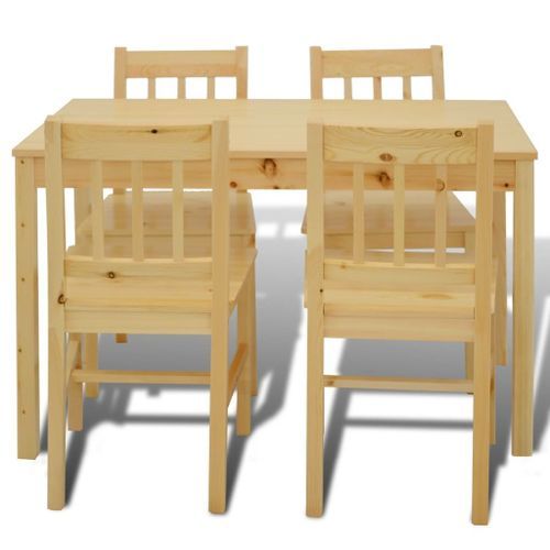 Table de salle à manger et 4 chaises pin massif naturel Vinate - Photo n°2; ?>