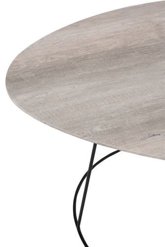 Table de salon ovale bois métal naturel Smaly L 69 cm - Photo n°2; ?>