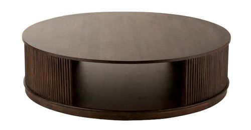 Table de salon ronde bois de manguier brun foncé Zoe L 121 cm - Photo n°3; ?>