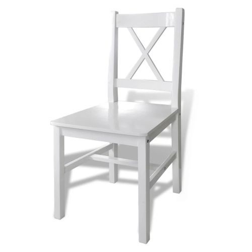 Table de séjour et 4 chaises pin massif laqué blanc Dina - Photo n°2; ?>
