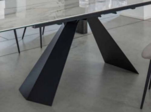 Table design 180 cm céramique marbre blanc et pieds métal noir Kylane - Photo n°2; ?>