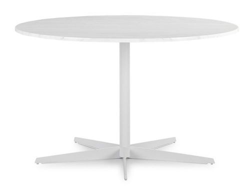Table design ronde marbre et pied métal blanc D 125 cm - Photo n°2; ?>