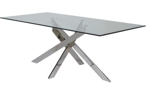 Table design verre trempé et métal chromé Oviv 200 cm - Photo n°3; ?>