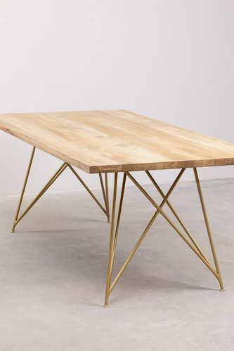 Table en bois massif et pieds doré Dinava 180 cm - Photo n°3; ?>