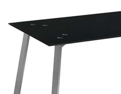 Table en verre trempé noir et pieds métal gris mat Barrio 140 cm - Photo n°3; ?>