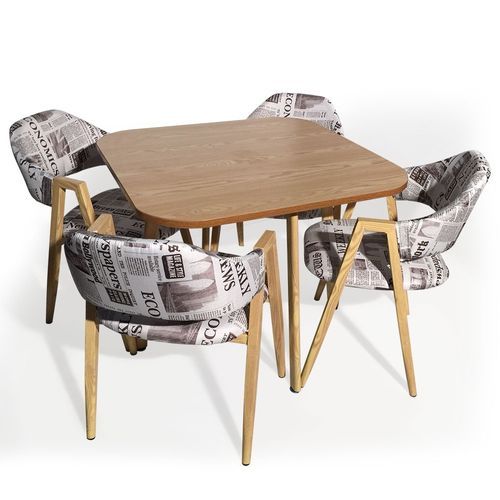 Table et 4 chaises Bois et Tissu Journal - Photo n°2; ?>