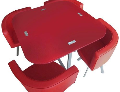 Table et 4 chaises Mosaic 90 Rouge - Photo n°3; ?>