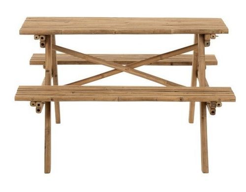 Table et banc de jardin bambou clair Nayra L 134 cm - Photo n°3; ?>