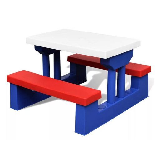 Table et bancs de jardin enfant polypropylène multicolore Nick - Photo n°3; ?>