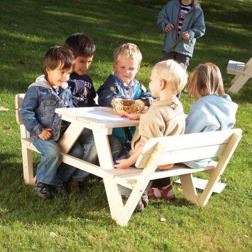 Table et bancs enfant épicéa massif clair Nicki & Lehne - Photo n°3; ?>