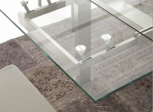 Table extensible 140/200 cm en verre trempé et acier brossé Downton - Photo n°2; ?>
