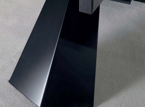 Table extensible 160/250 cm pieds laqué noir et plateau verre trempé anthracite Tokite - Photo n°3; ?>