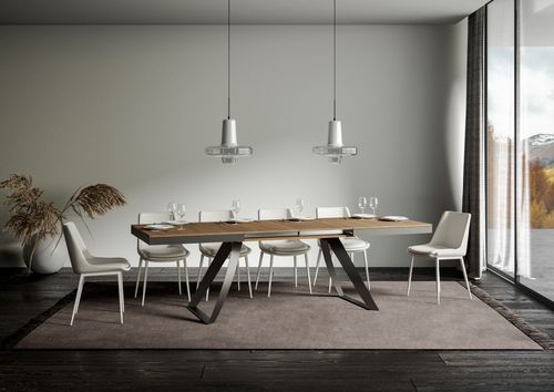 Table extensible 160 à 420 cm bois naturel et pieds métal anthracite Italika - Photo n°3; ?>