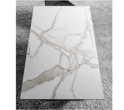 Table extensible 180/280 cm céramique blanc marbre et pieds métal noir Kylane - Photo n°3; ?>