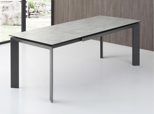 Table extensible 4 à 10 personnes céramique grise et pieds métal Olan L 160 à 220 cm - Photo n°3; ?>