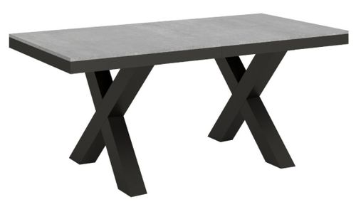 Table extensible 4 à 10 places L 120 à 224 cm gris béton et cadre métal gris foncé Tsara - Photo n°3; ?>