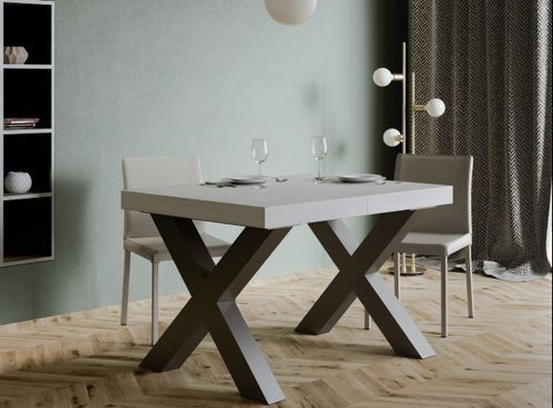 Table extensible 4 à 10 places L 130 à 234 cm blanc et pieds métal gris foncé Fario - Photo n°3; ?>