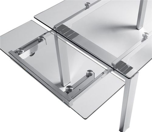 Table extensible 4 à 10 places L 140 à 200 cm verre et pieds métal chromé Prime - Photo n°3; ?>