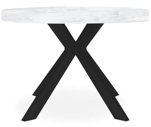 Table extensible 4 à 12 personnes bois blanc et pieds métal noir L 110 à 260 cm Marine - Photo n°2; ?>